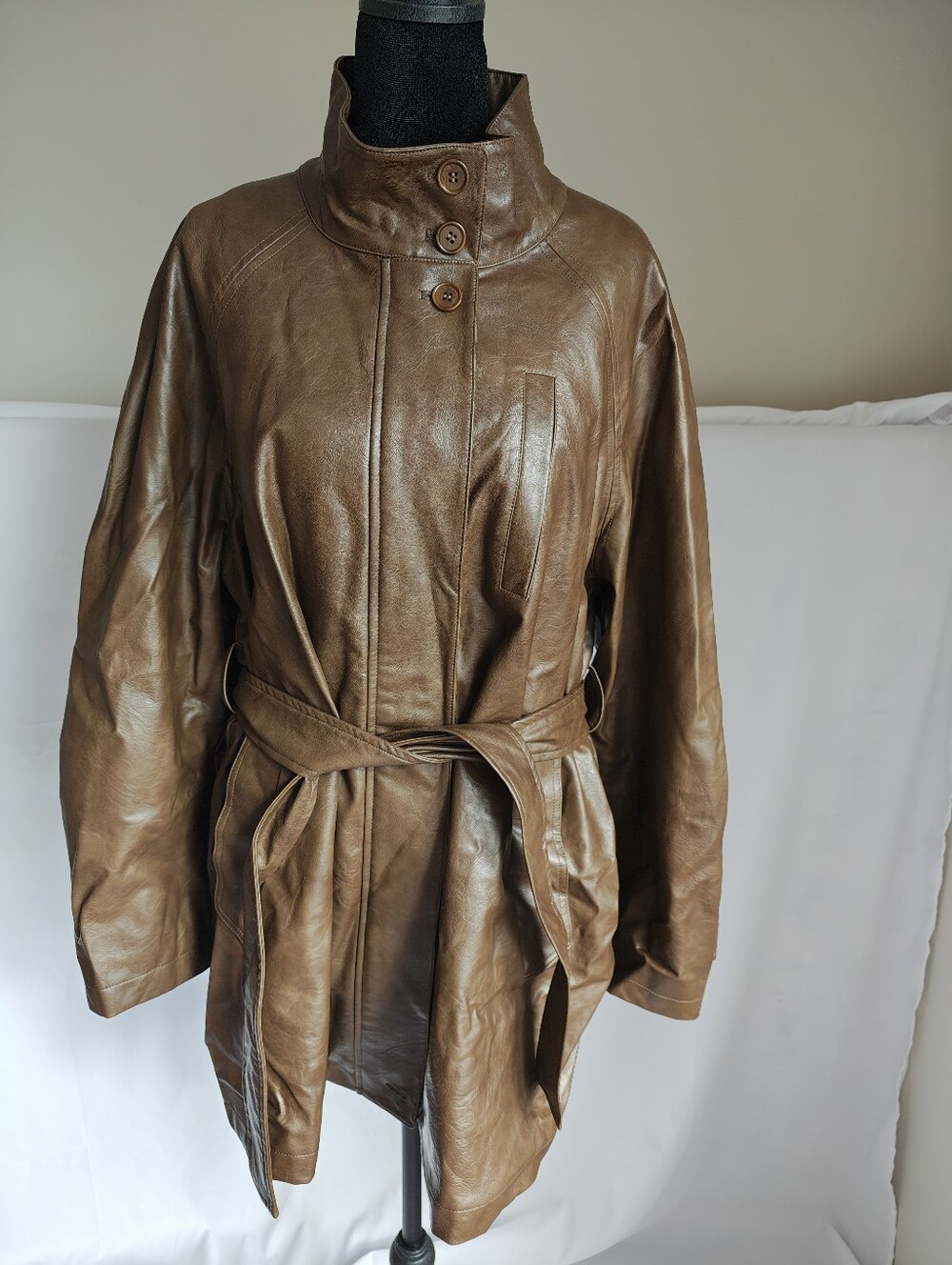 Brown Leather Belted Jacket
